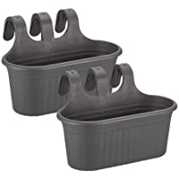 Jardinera Balcón- 6-5 litros 38 cm Largo- Set 2 Unidades- Maceta Colgar (Antracita)